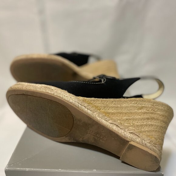 Franco Sarto, L-Queen, Wedge Platforms, Black Satin/Leather, Size 10M - Picture 4 of 5